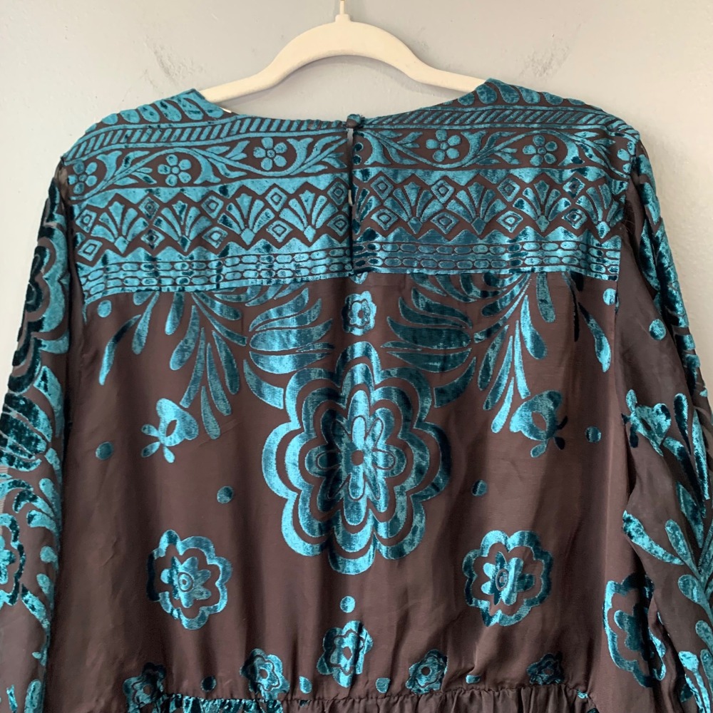 Soft Surroundings romantic green/chocolate velvet burnout maxi dress Size 2X - Picture 5 of 11